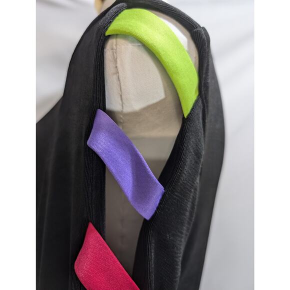 Talk of the Walk Black Multi Color Cutout Sleeve Top Small NWT - Picture 2 of 8